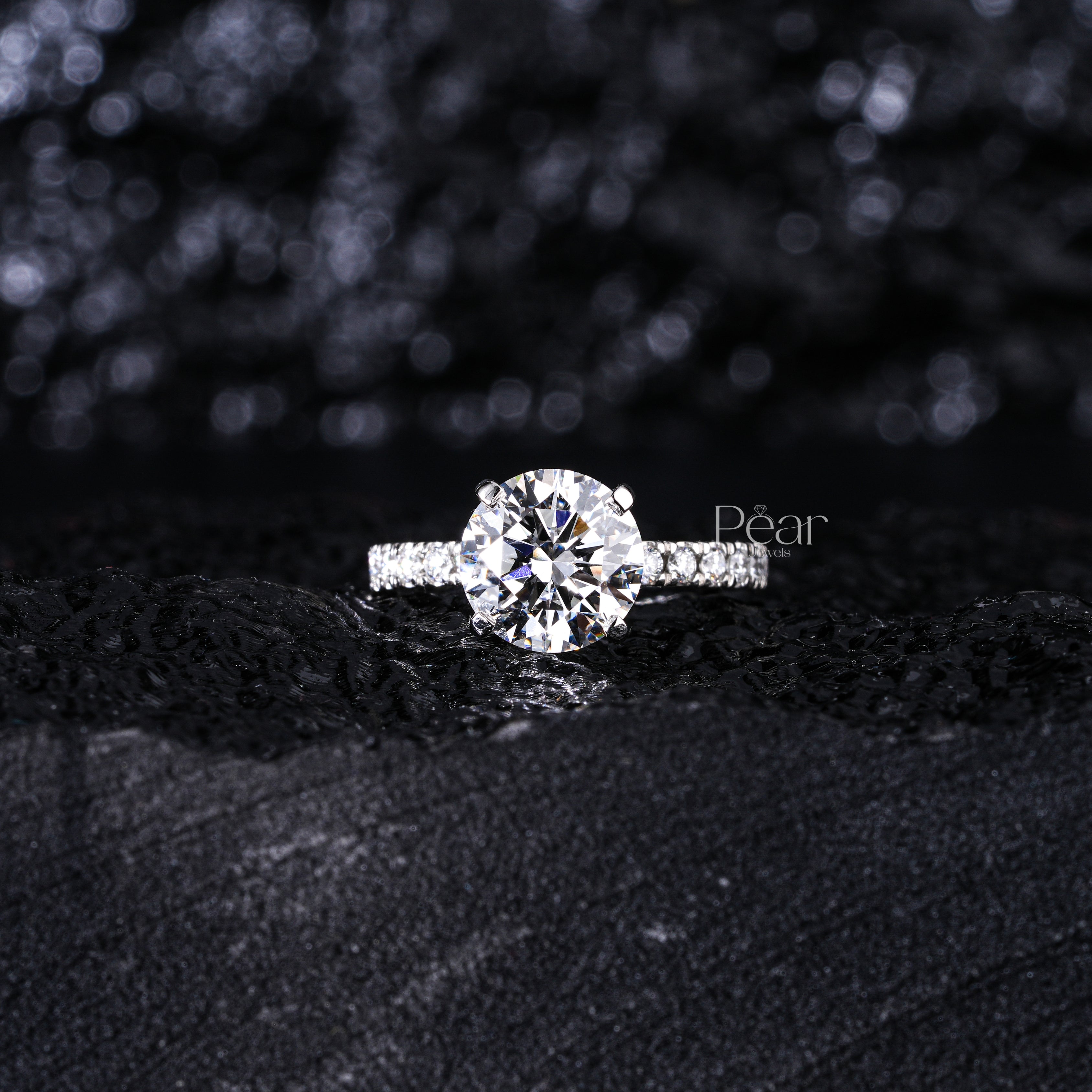 2.0Ct Round Solitaire Labgrown Diamond Engagement Ring - Pear Jewels